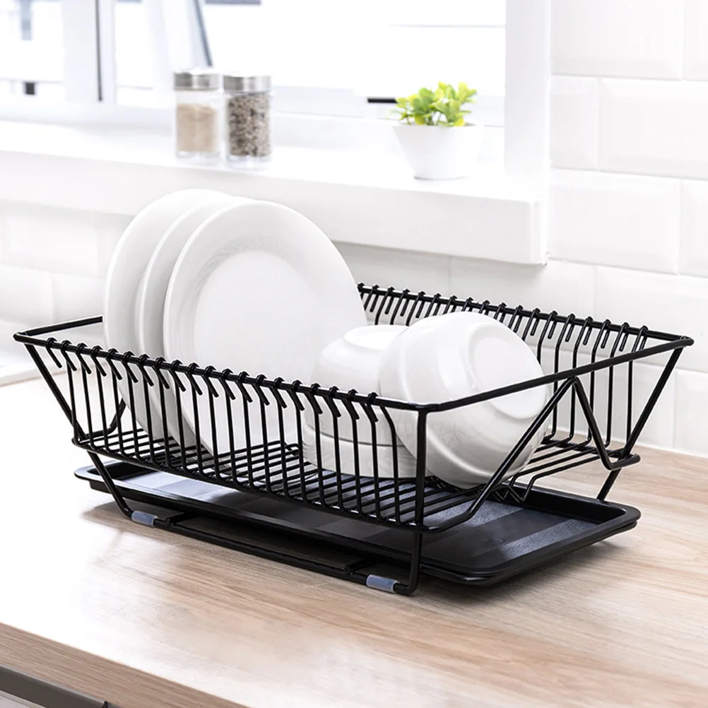 

Premium Iron Steel Bowl Rack Draining Tray Dishes Drain Holder Storage Organizer Kitchen Countertop Tableware Drying Stand