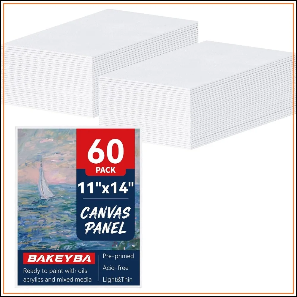 60 Pack 11x14 Inch Canvas Boards for Painting, Pre-Primed Wh