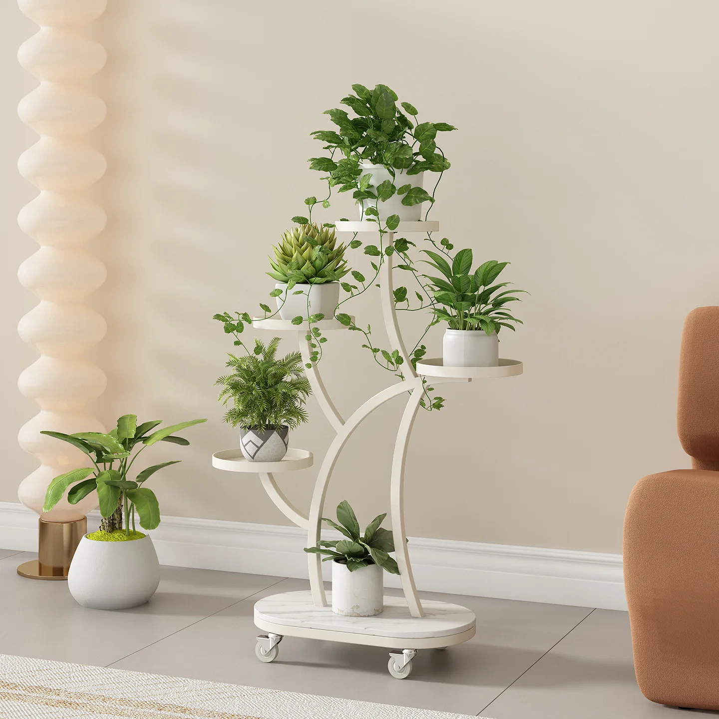 & Designer Metal Floor-standing Flower Stand Multi-layer Flower Pot Rack for Living Room Balcony High-end Light Luxury