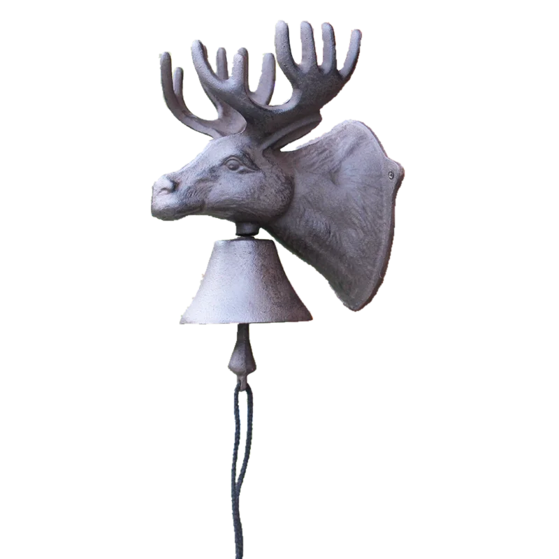 

Креативный персонализированный чугунный настенный колокольчик в сельском стиле, сад, двор, ручная рукоятка, дверной звонок, голова лося, доо