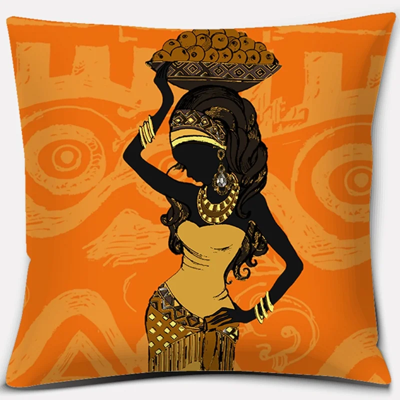 Home Decor Pillowcase Ethnic African Women Polyester  Car Sofa Cushion Cover   45x45cm