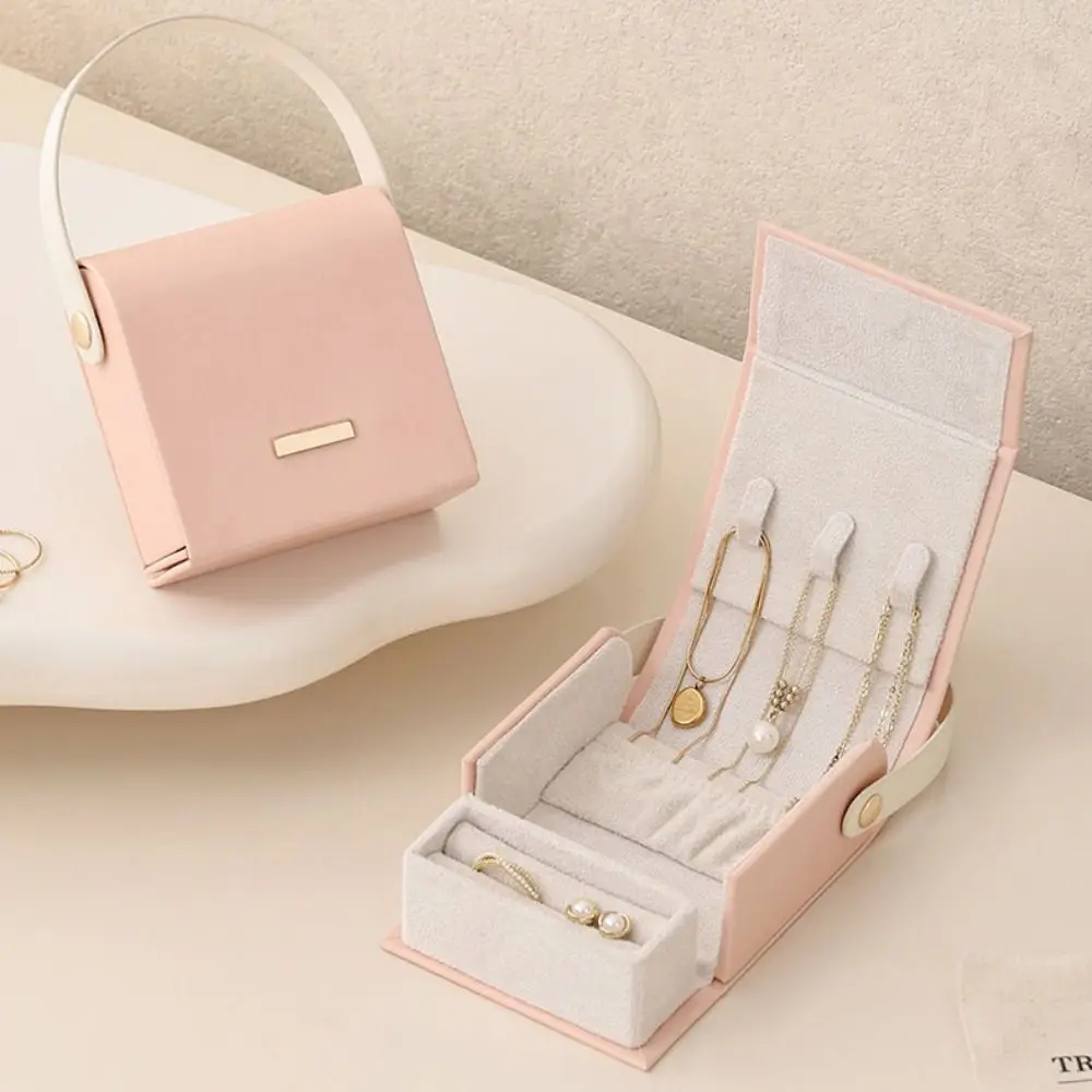 

Hand-Held Jewelry Packing Bag Handbag Appearance Rings Necklace Earrings Storage Case Large Capacity PU Leather