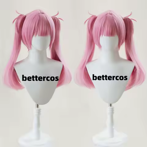 Link Click LI TIANXI Cosplay Wig 55cm Long Double Ponytails Pink Wig Cosplay Anime Cosplay Wigs Heat Resistant Synthetic Wigs