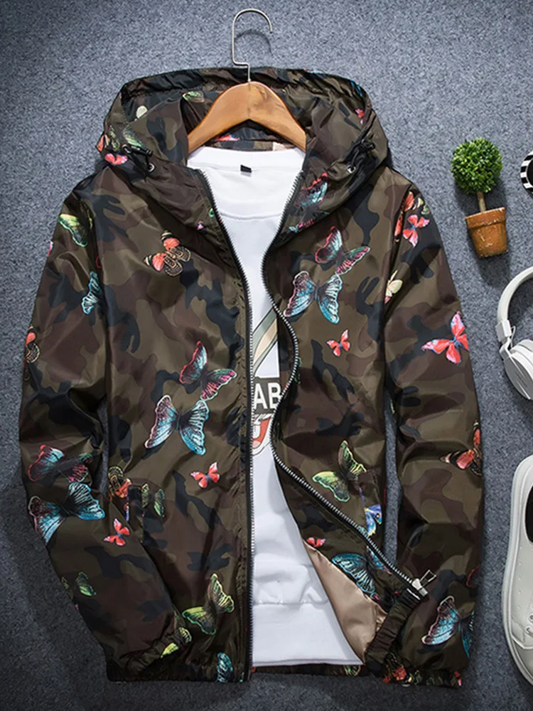 Coupe-vent camouflage fin pour femme, veste camouflage, coupe-vent papillon, capuche combinée, haute qualité, printemps, été, 2024