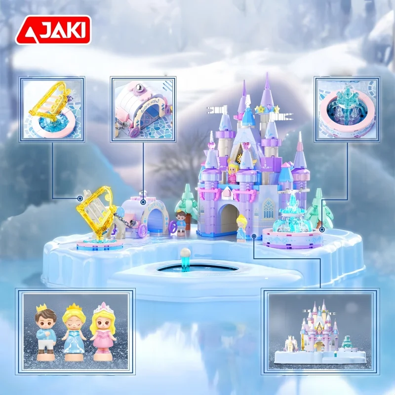 JAKI blocs de construction glace et neige château magnétique Puzzle paysage Architectural modèle ornement de bureau enfants assemblage jouet