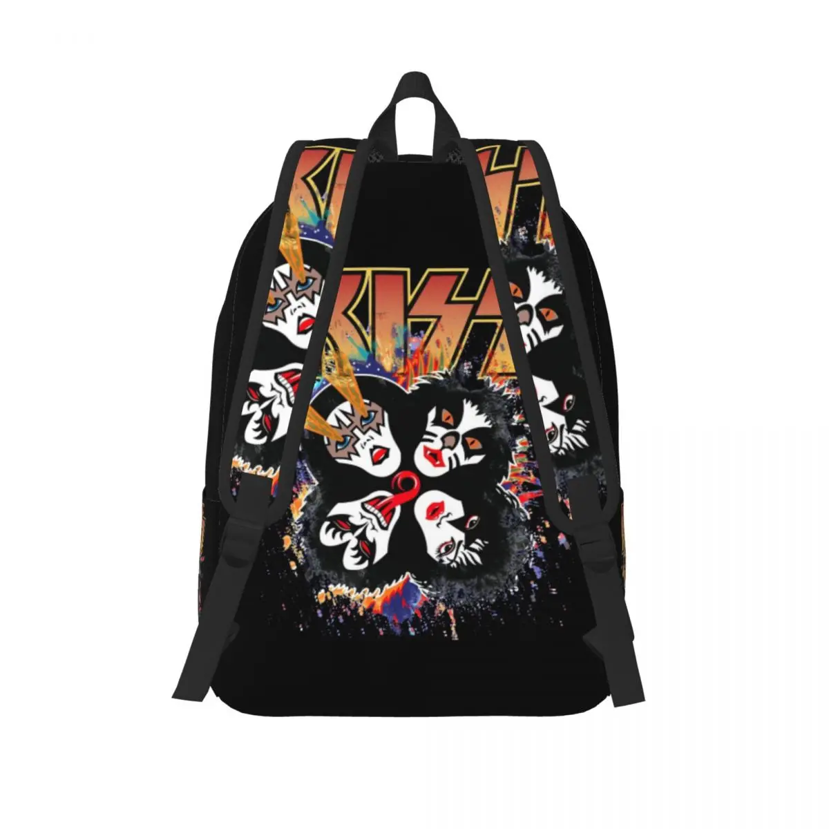 KISS The Band Rock And Roll Over Splash Backpack for Men Women Fashion Student Hiking Daypack Laptop Shoulder Bag with Pocket