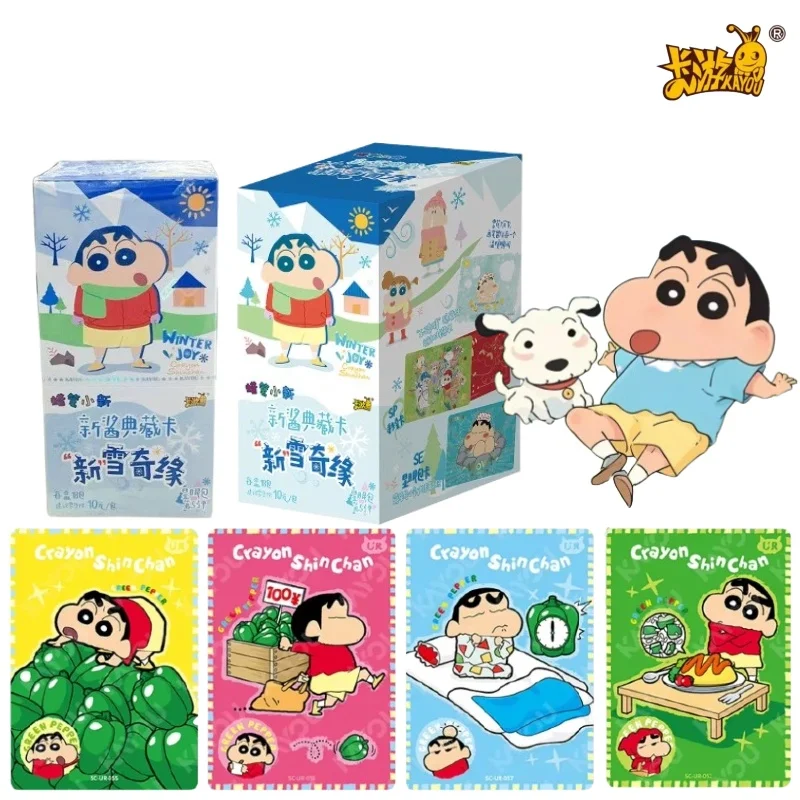 KAYOU Official Crayon Shin-chan Vol.5 Winter Joy Vivid Pack Cards, Nohara Family Winter Anime Trading Collectible Mini Cards