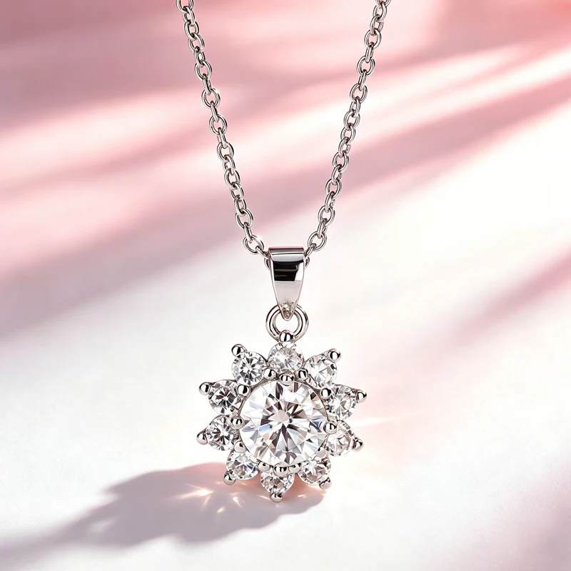 Moissanit-Halskette 0,5ct 1ct 2ct Modischer Anhänger aus S925 Silber mit GRA-Zertifikat, Perfekt als Hochzeits- oder Partygeschenk für Frauen – Detail 16