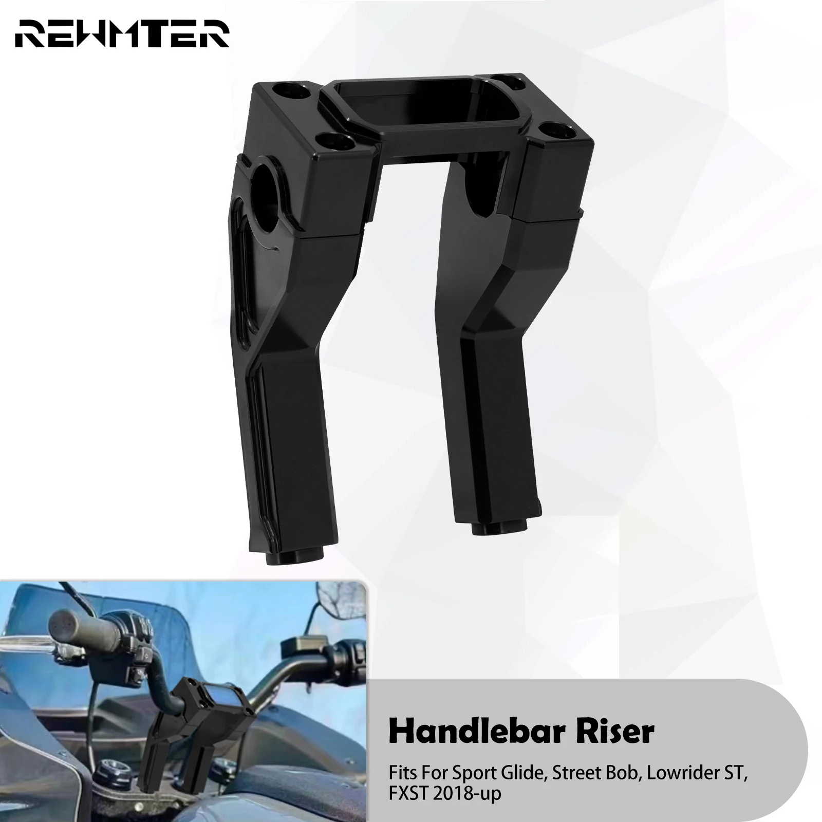 Motorcycle 6'' Handle Bar Riser Clamp Black Handlebar Risers For Harley Softail Sport Glide Street Bob FXLRST Standard 2018-2023