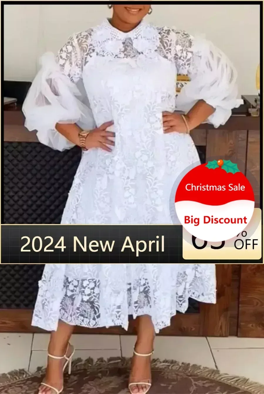 

Customized Lace African Party Wedding Dresses for Women 2025 Summer Elegant African Long Sleeve Evening Midi Dress Gowns Africa