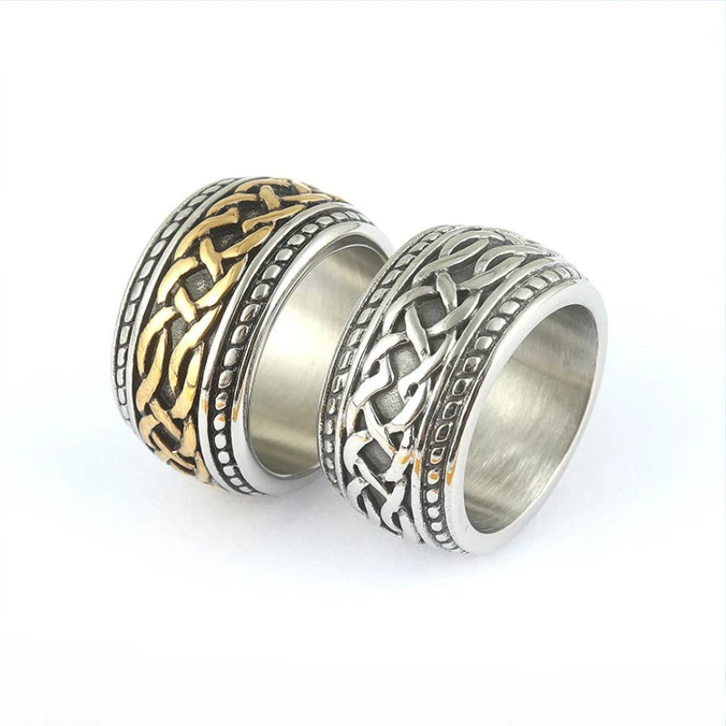 

CHUANGCHENG Vintage Irish Celtic Love Infinity Knot Stainless Steel Rings Men's Size 8-15