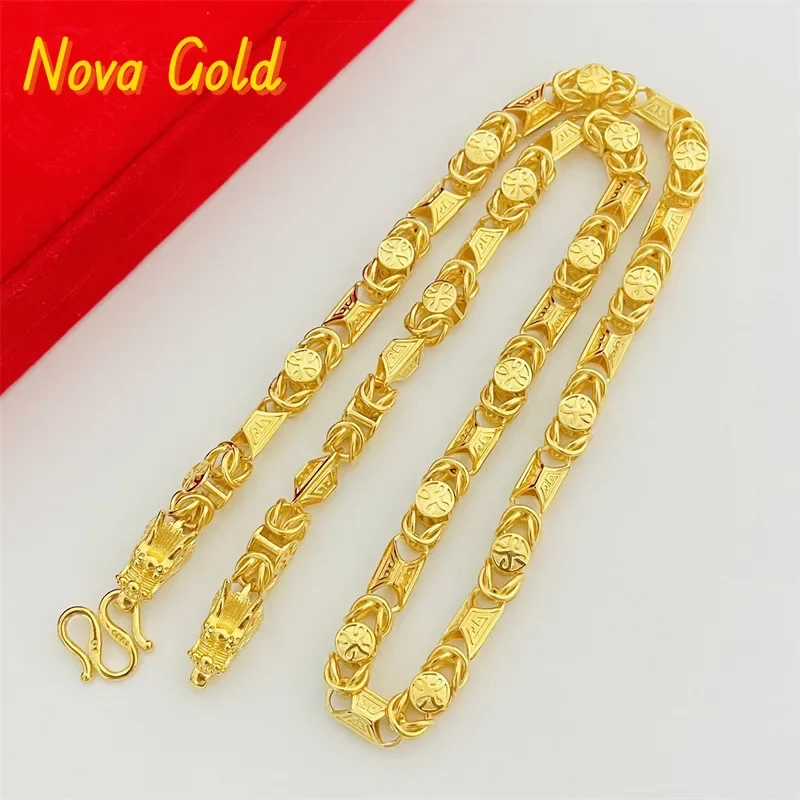 

NovaGlod 24K real gold jewelry auspicious pattern dragon head necklace for men and women 9999 men's domineering and versatile go