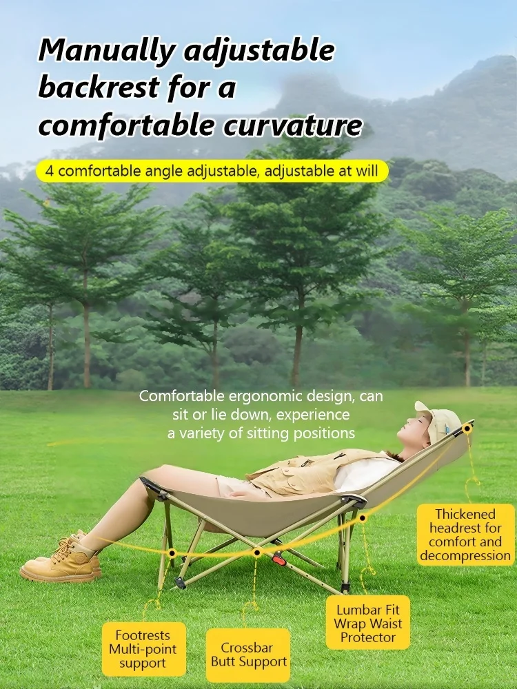 Portable Office Chair Stool Adjustable Camping Fishing Leisure Chair Lunch Break Back Moon Chair Outdoor Folding Lounge Chair image 6