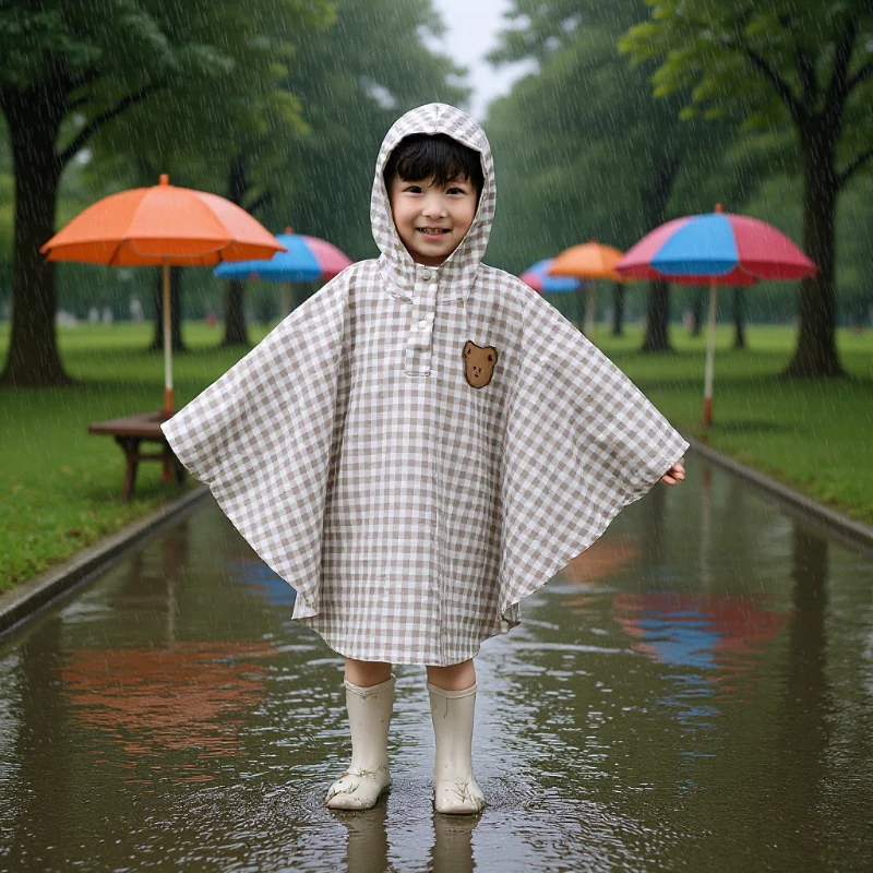 

Новый утолщенный водонепроницаемый плащ с мультяшным медведем в стиле Ins, дождевик-пончо для всего тела для детского сада, ветрозащитный и теплый