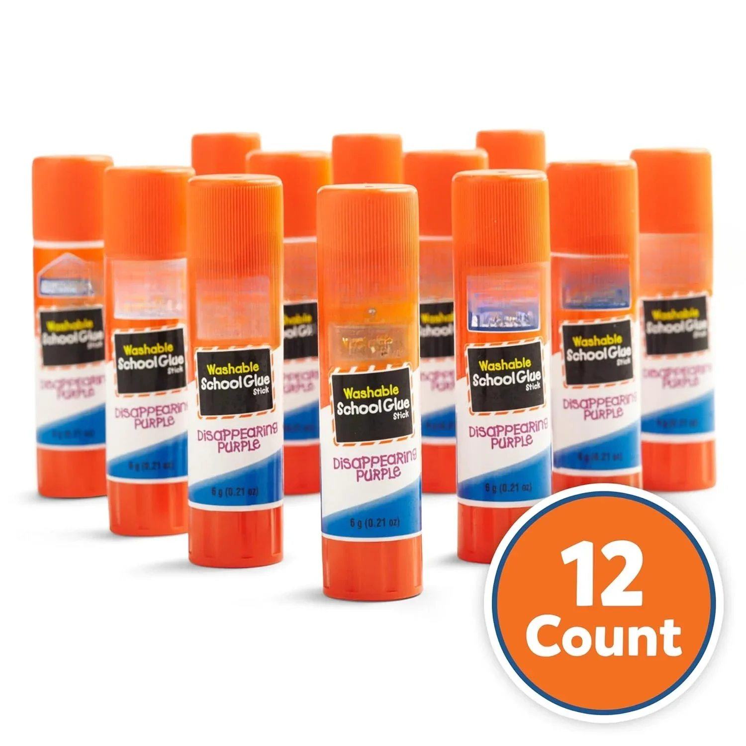 Исчезающие фиолетовые школьные клеевые палочки, моющиеся и нетоксичные, 6 грамм, упаковка из 12 штук — идеально подходят для школьных и ремесленных проектов