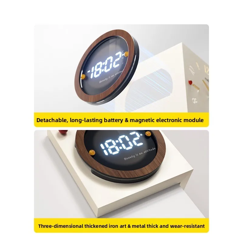 Meshida electronic corner clock creative atmosphere wall clock living room 2026 new high-end wall hanging double-sided clock