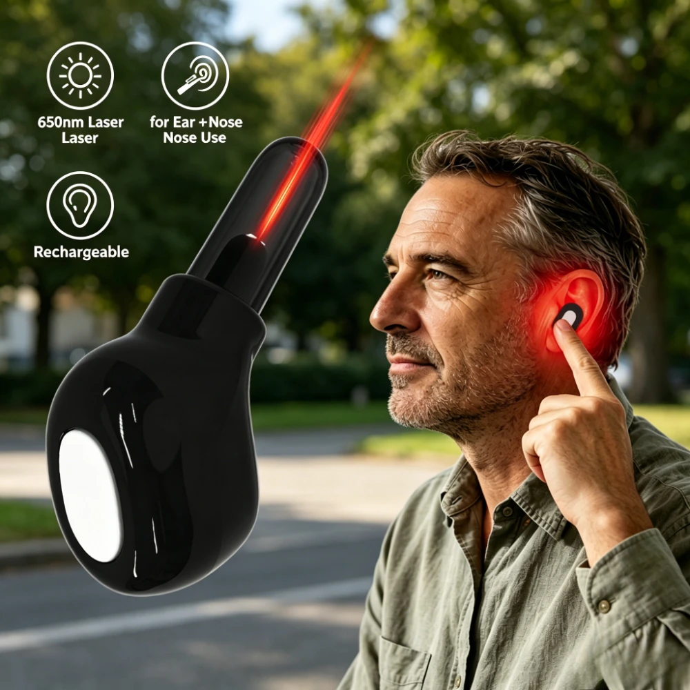 Appareil de physiothérapie auriculaire 650 nm, absorption par irradiation, revitalisation nasale et auriculaire, dispositif de thérapie à double usage, photothérapie