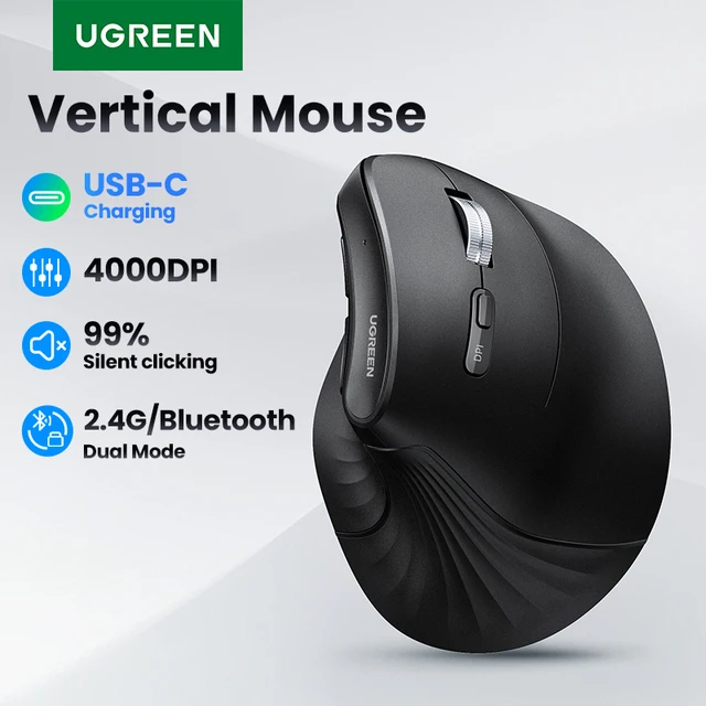 UGREEN pionowa mysz bezprzewodowa Bluetooth5.0 2.4G ergonomiczne 4000DPI 6 wyciszanie przycisków do komputerów MacBook Tablet laptopy PC myszy