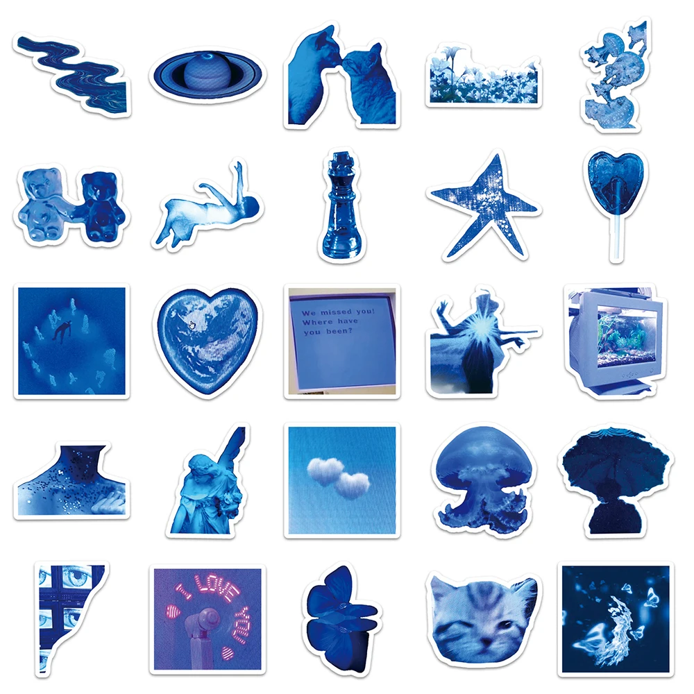 10/30/50 قطعة INS نمط بكسل الأزرق الكرتون ملصقات الإبداعية الجمالية ملصقات فنية DIY بها بنفسك زجاجة ماء المحمول الهاتف ملصق مضاد للمياه