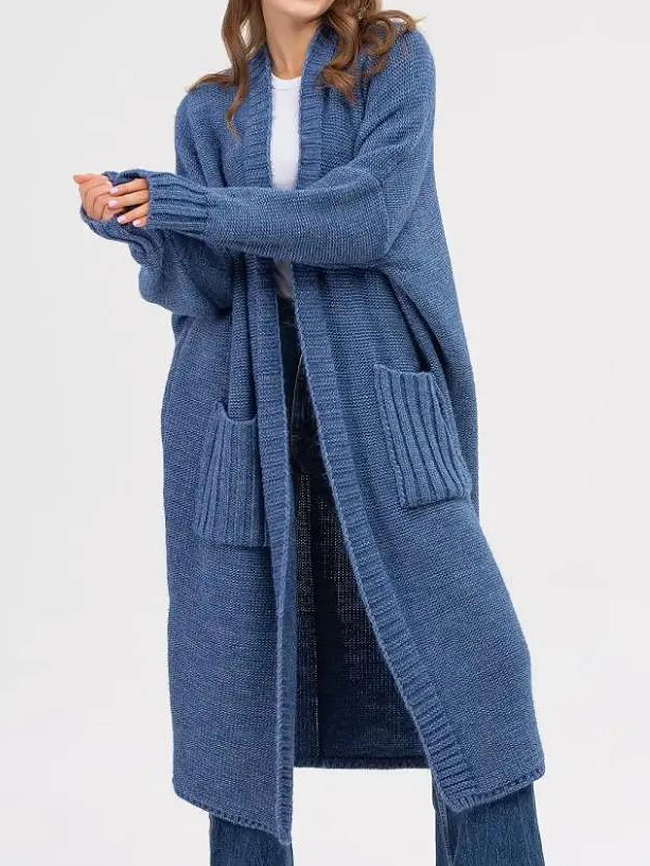 سترات نسائية بأكمام طويلة مفتوحة من الأمام سترات طويلة غير رسمية للخريف والشتاء موضة يومية جديدة أنيقة عادية