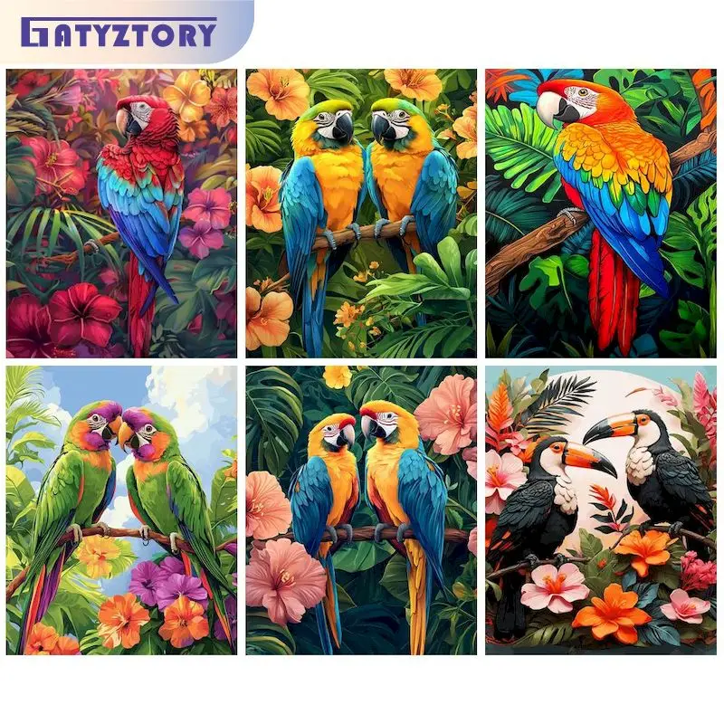

GATYZTORY DIY Painting By Number Parrot Drawing On Canvas Hand Painted Paintings Art Gift Pictures By Numbers Kits Home Decor