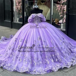 Sweet Saudi Arabic Princess Quinceanera Dresses Customized Flowers 16 Dress Ball Gown Part Prom Wear Lace Up vestidos de 15 14