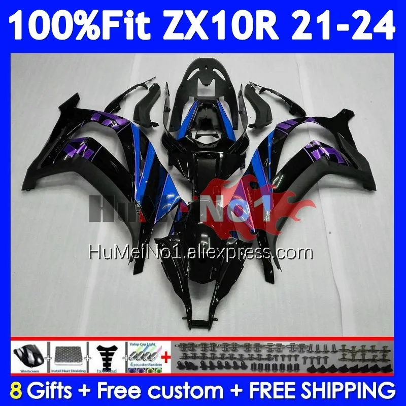 Injection For KAWASAKI NINJA ZX 1000 10R 10 R Blue black 221No.98 ZX10R 21 22 23 24 ZX-10R ZX1000 2021 2022 2023 2024 Fairing