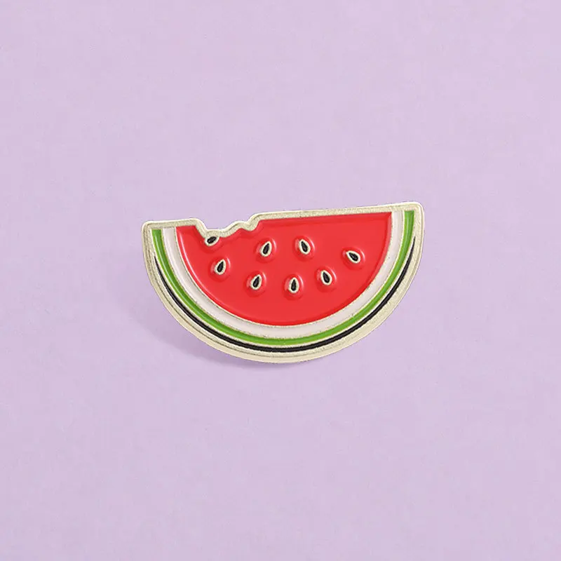 Cute Cartoon Watermelon Slice Design Brooch Summer Fresh Fruit Alloy Pins Badges for DIY Bag Clothes Shoes T-shirt Decoration