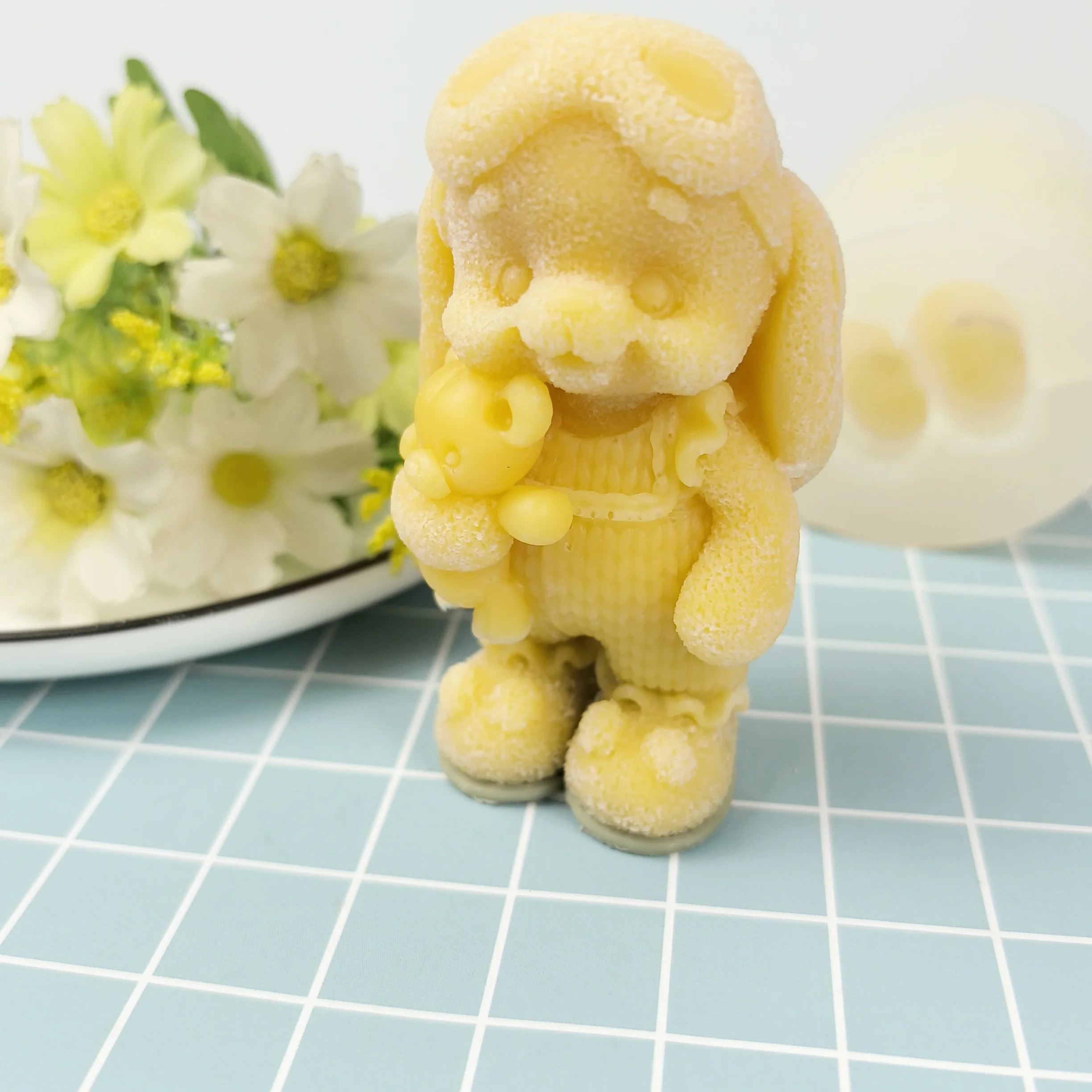 

Bunny Candle Mold Animals Moulds Rabbit Holding Bear Toy Soap Molds Silicone 3D Wedding Birthday Clay Resin Mould