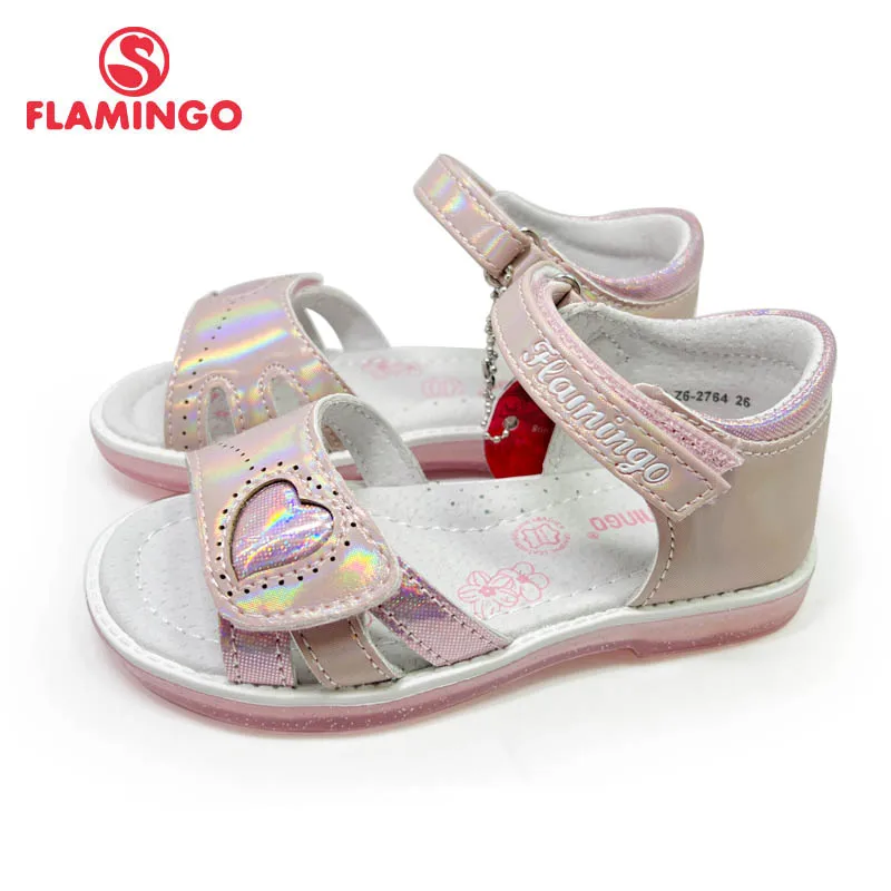 FLAMINGO Summer kinder sandalen Hook& Loop Flat Arched Design Chlid Casual Princess Shoes Size 26-31 For Girls 221S-Z6-2763