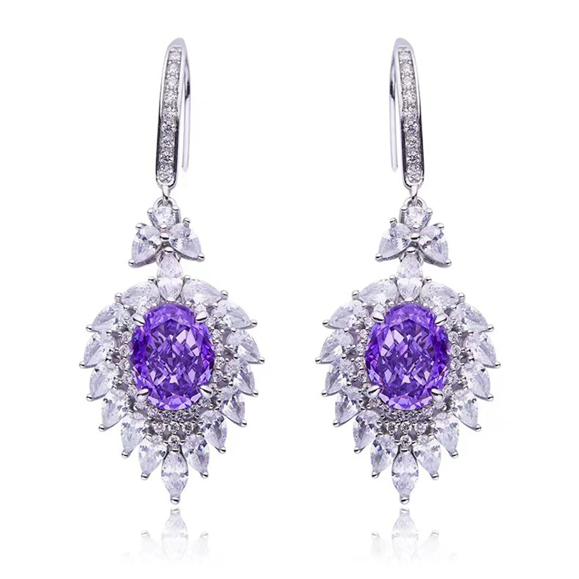 SongYun Jewelry 925 Sterling Silver Earring HCD Gemstones HCD Diamond Designer Love Graceful 925 Sterling Silver Stud Accessorie