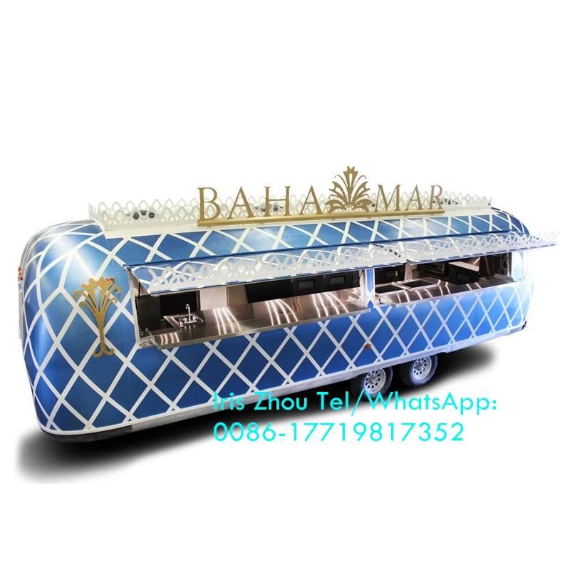 3-7m size customized airstream mobile food trailer crepe mobile trailer with color customized