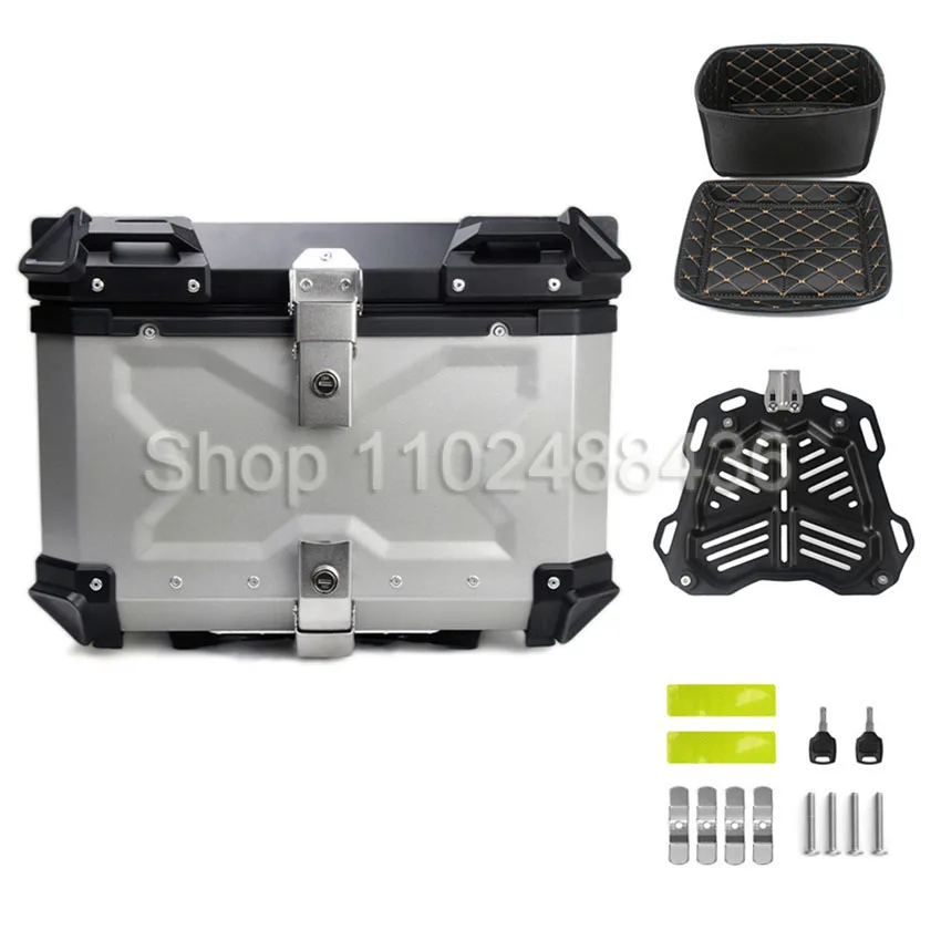 55L 45L Aluminum alloy Motorcycle Box Universal Motorcycle Rear Trunk Moto Top Case Motorcycle Helmet Luggage Storage Tail Box