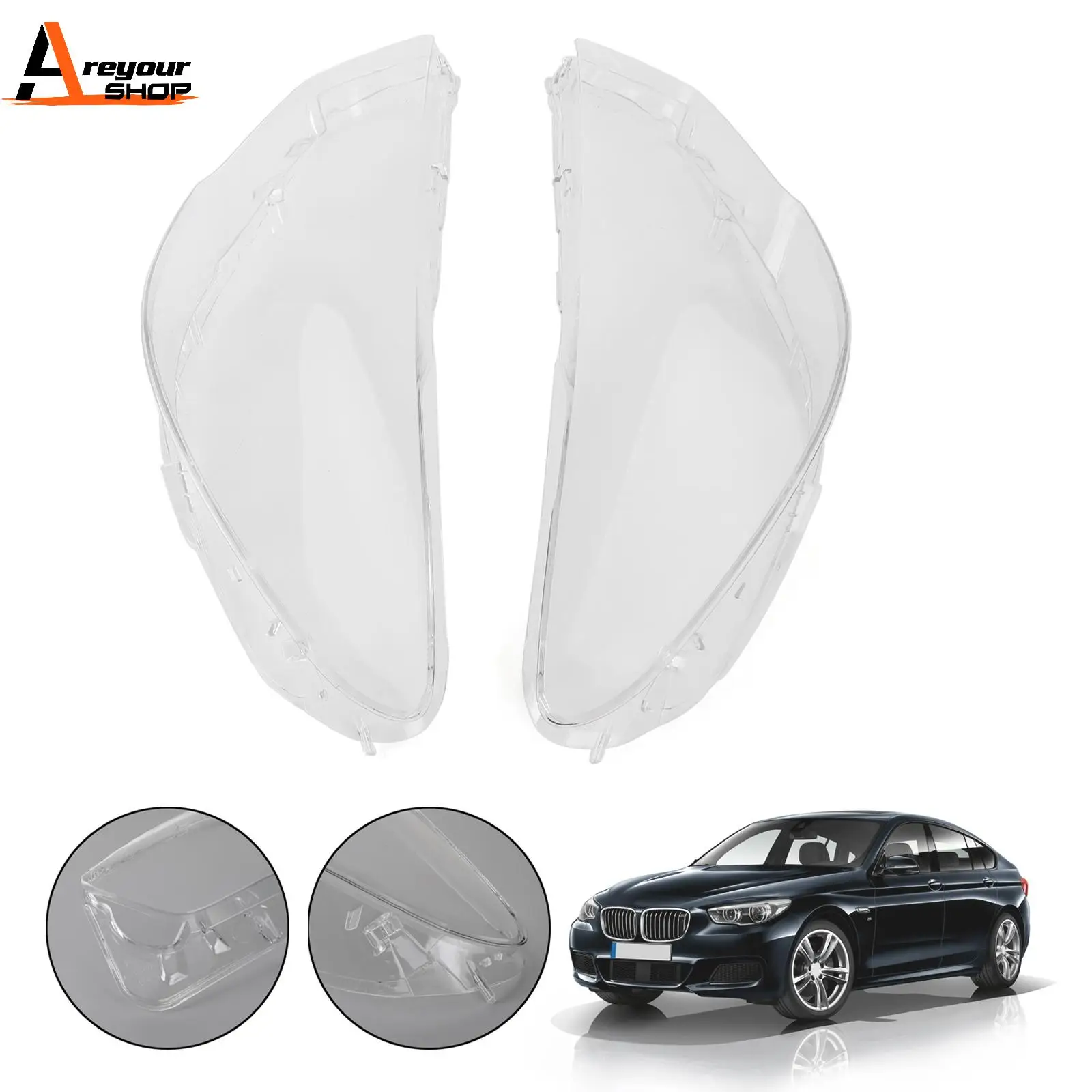 

Areyourshop Left +Right Headlight Lens Plastic Cover Shell For BMW F07 5-Series GT 2010-2017 Car Auto Parts