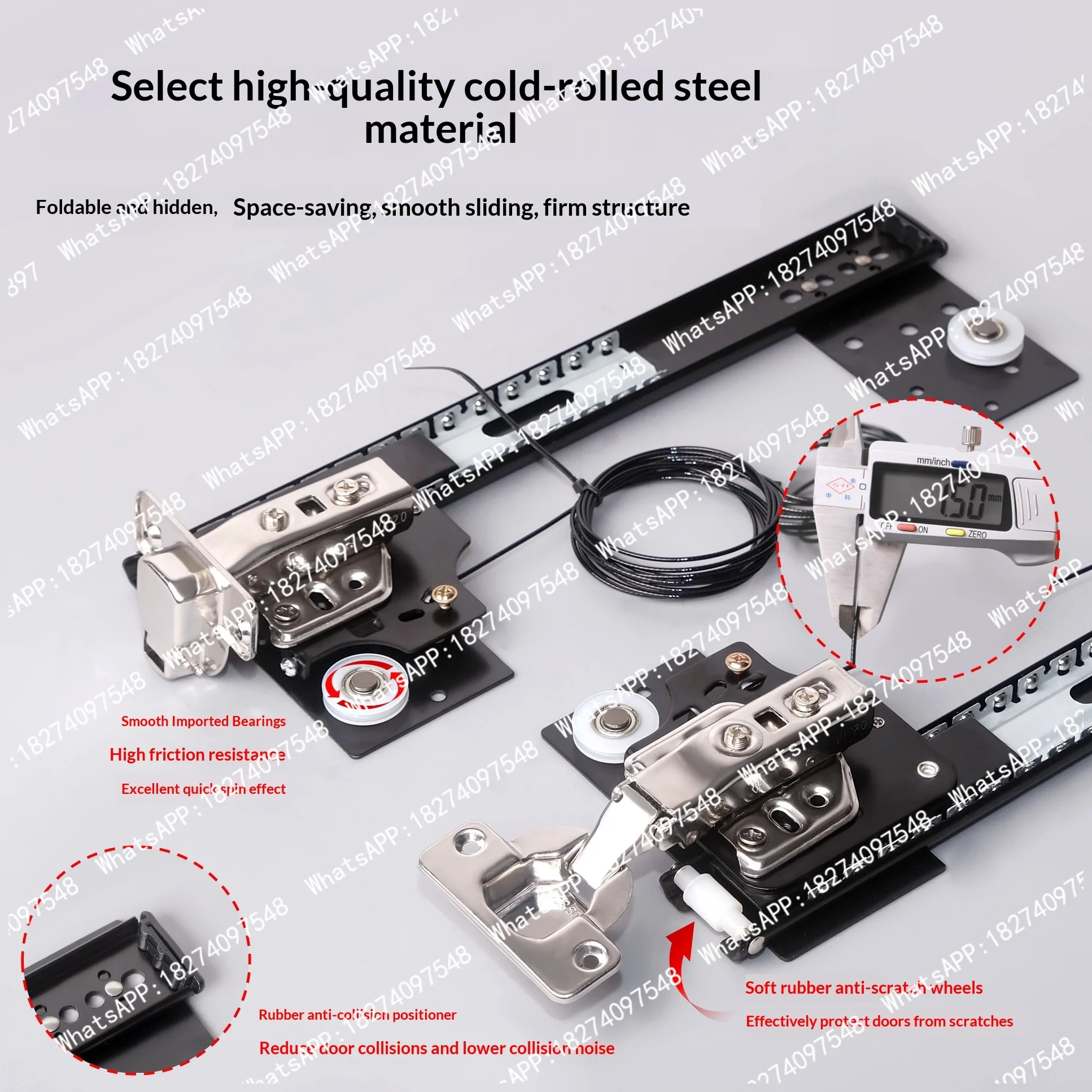 22Inch Wardrobe Hidden Folding Swing Door Track Cabinet Door Invisible Plug-in Guide Rail Hardware