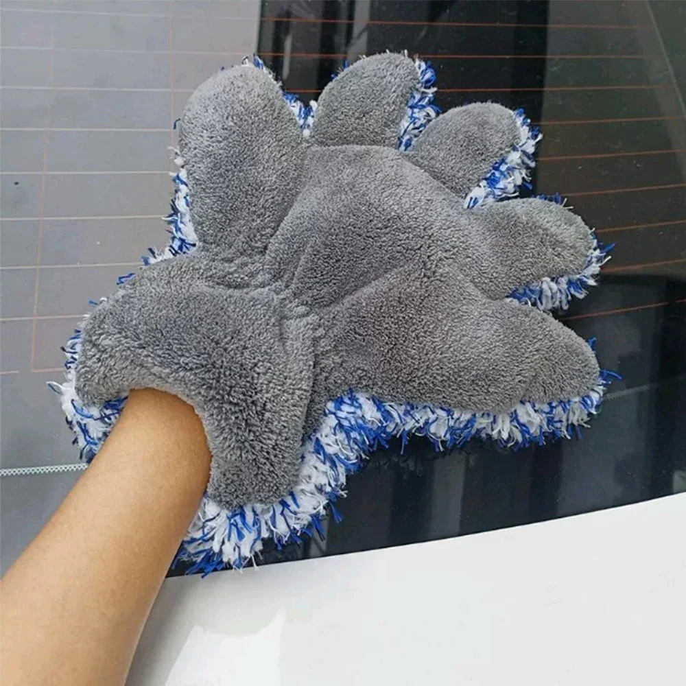 1pc Auto Addensato Morbido In Microfibra Lavaggio Pulire Guanti Auto Double-sided Senza Graffi Guanto di Pulizia Strumento Carrozzeria Ruote Guanti Puliti