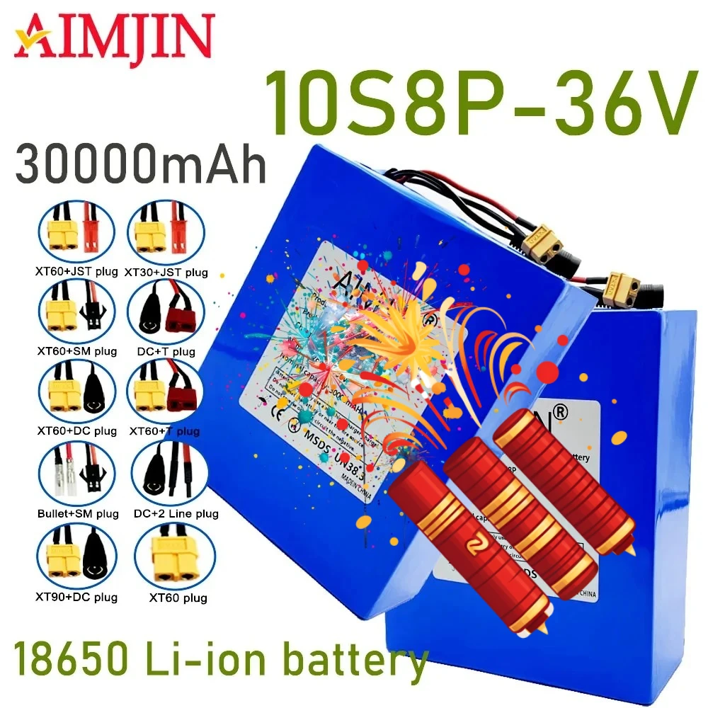 

k 10S8P 36V 30Ah 18650 A-class lithium battery pack, 1500W high-power built-in BMS, suitable for various energy storage backup