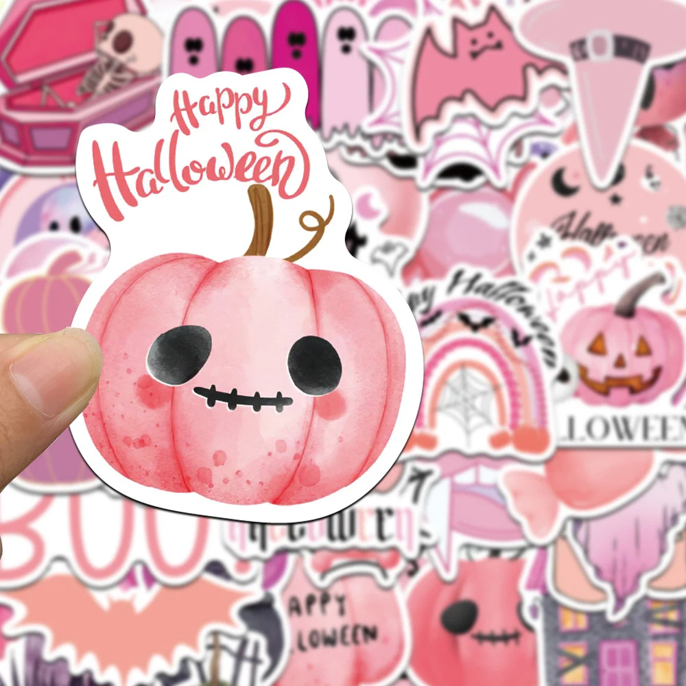 

10/30/50pcs Kawaii Pink Halloween Graffiti Stickers Cute Cartoon Decals Decoration Scrapbook Suitcase Phone Waterproof Sticker