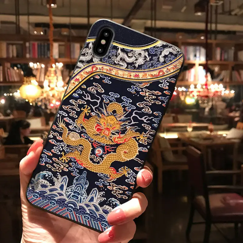 For the Same Version of Yanxi Strategy Is Applicable to Phone Case Frosted China-chic Dragon Robe Mobile Phone Protective Case