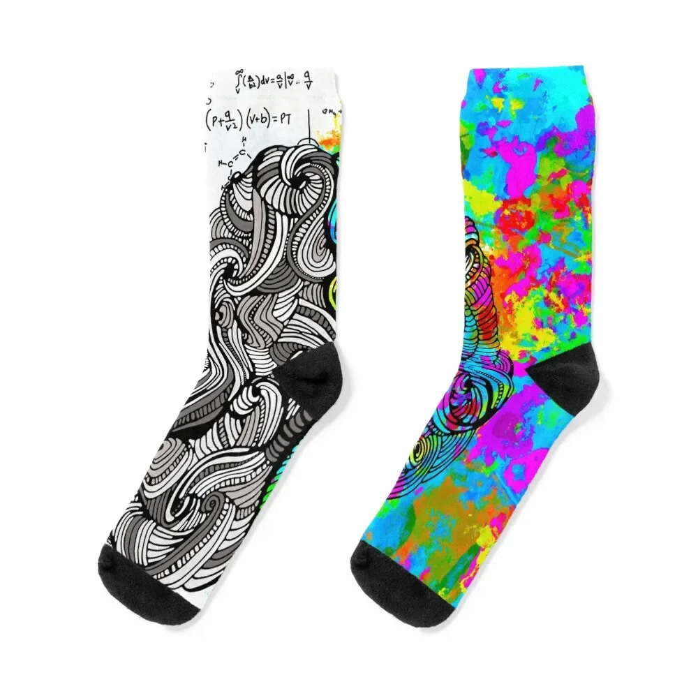 

Right Brain Left Brain Thinker Socks Christmas cute custom sports Socks For Men Women's