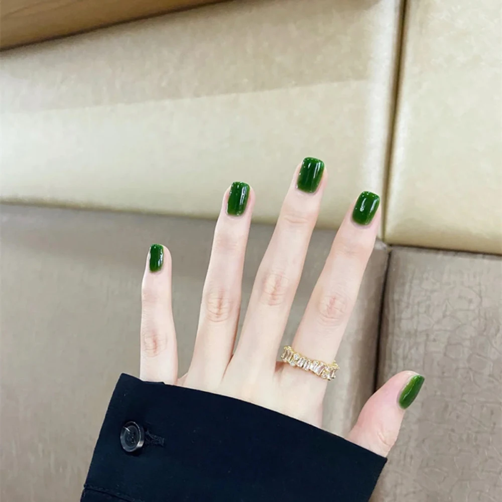 Uñas postizas suaves y brillantes de color verde agua, uñas postizas ultraflexibles de larga duración para salón de uñas para mujeres y niñas