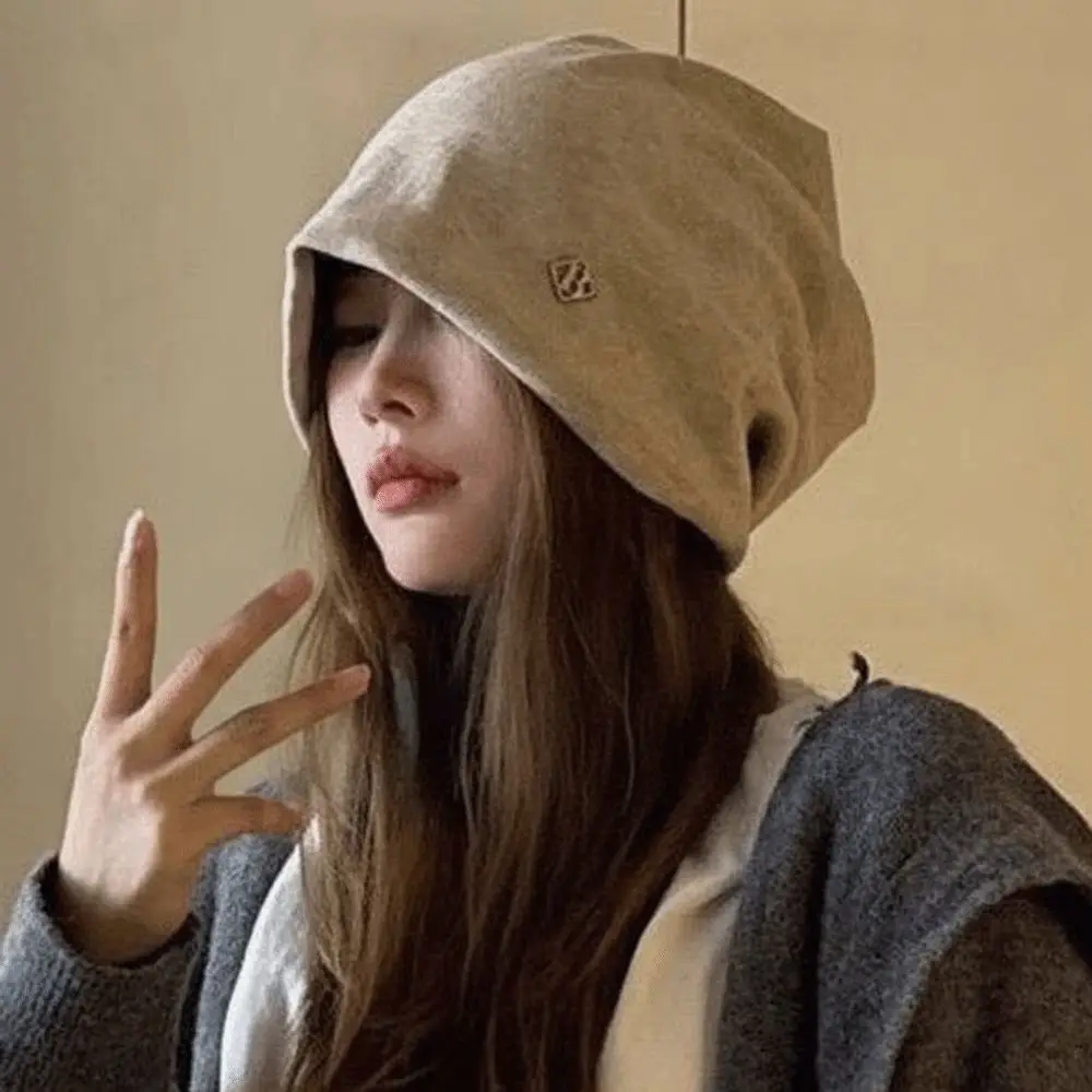 Elastic Slouchy Beanie Hat Thickened Solid Color Korean Style Cap Slouch Stretchable Warm Cold Headwear Joggers