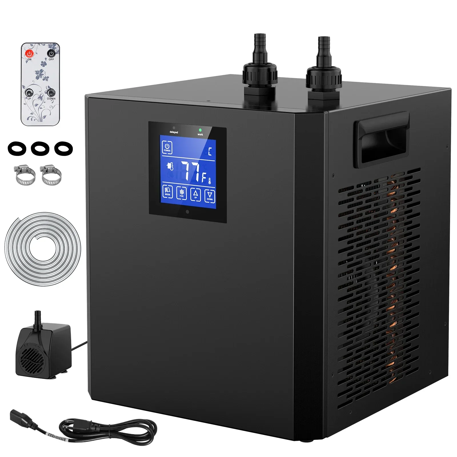 Chiller 79Gal 1/3 HP Water Chiller for Hydroponics System Home Use Axolotl Fish Coral Shrimp 110V with Pump and Pipe