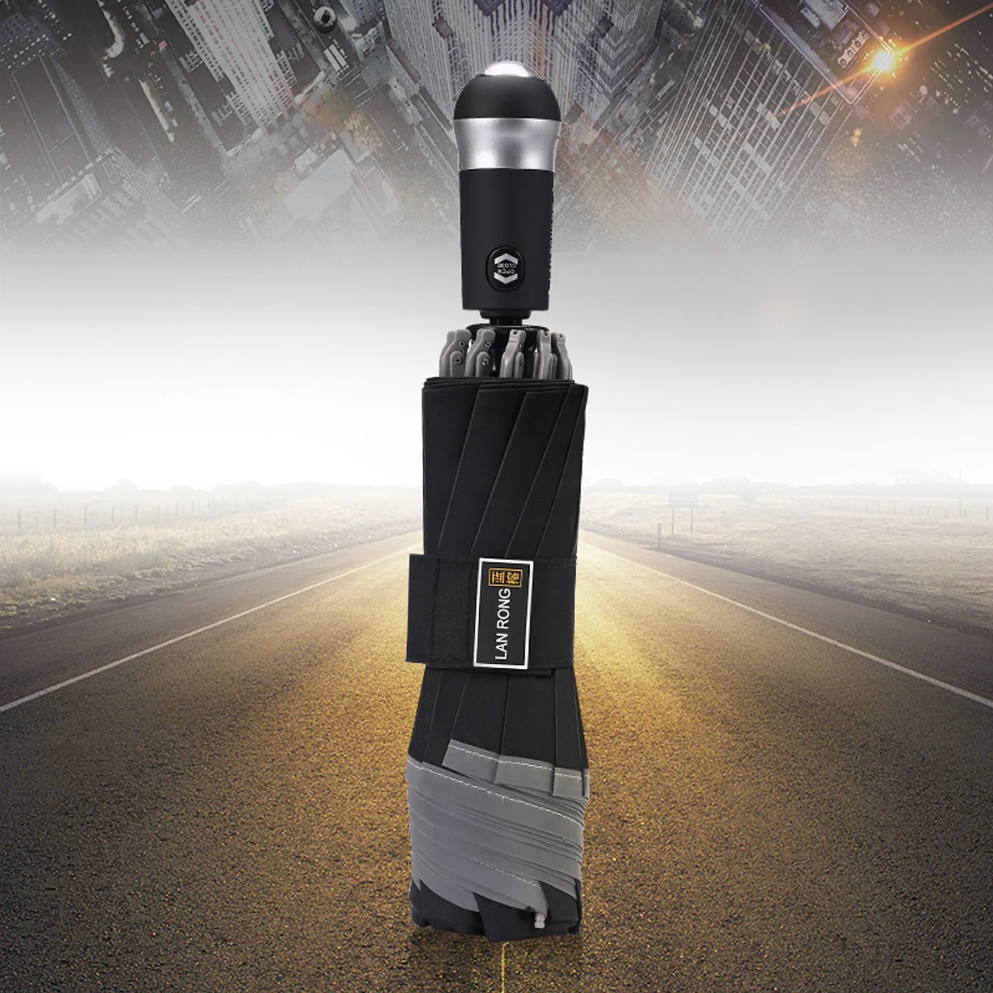 

Reverse umbrella, fully automatic umbrella, 10-rib wind-resistant extra large size, black glue folding sun protection parasol