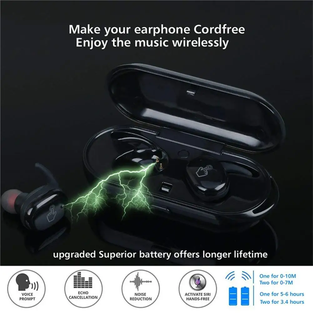 Y30 Tws kompatybilny z Bluetooth 5.0 bezprzewodowe słuchawki Stereo słuchawki douszne z redukcją szumów wodoodporne słuchawki douszne z etui z funkcją ładowania