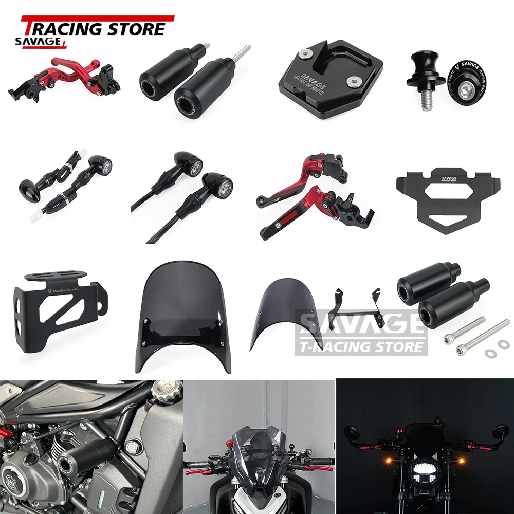 

2024 For CFMOTO 450 CLC Kickstand Turn Signal Brake Clutch Levers Spools Sliders Frame Sliders Guard Reservoir Cover Windscreen