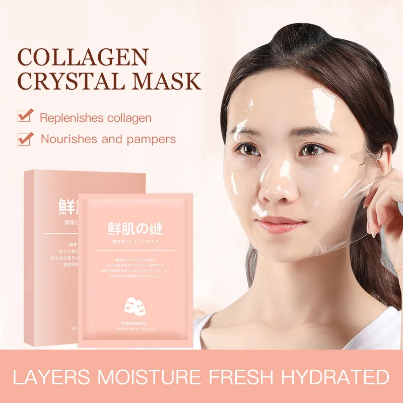 

5 Piece Boxed Collagen Crystal Facial Mask Makeup Essence Hydrating Firming Repairing Moisturizing Face Skincare Cosmetics New