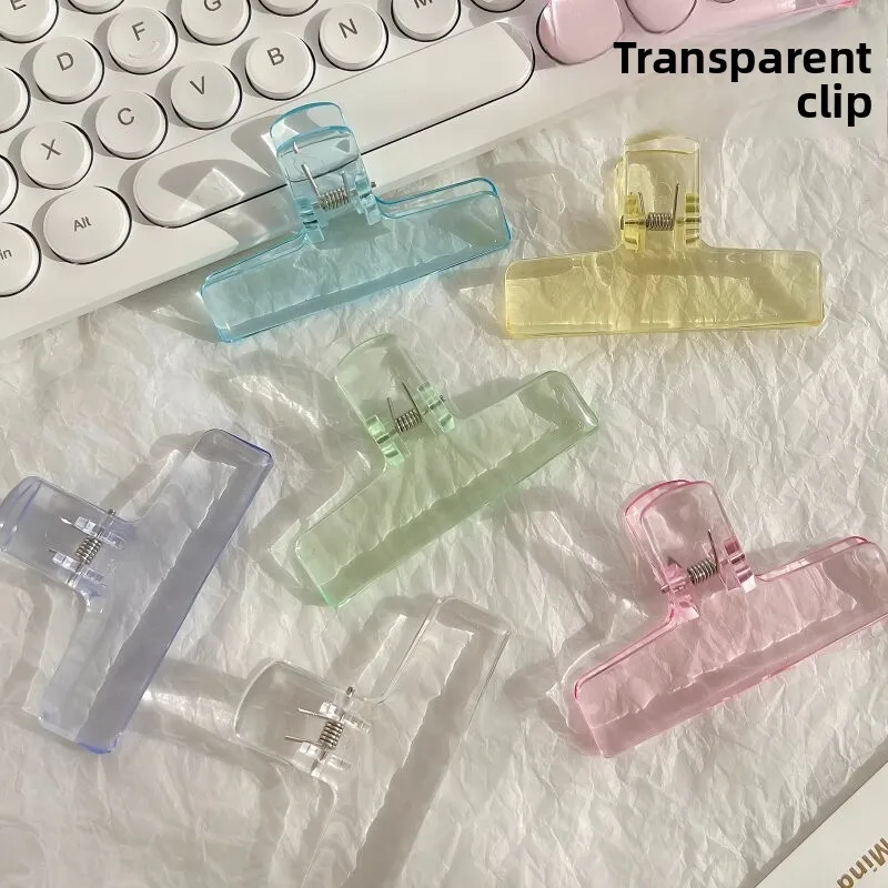 Transparent Long Binder Clips Strong Plastic Paper Clamp Bookmark Clip for Books Documents Office School Study Desk Organizer