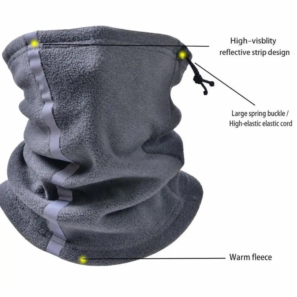 Polar Fleece Fleece Neck Gaiter Adjustable Drawstring Reflective Strip Winter Face Mask Thermal Insulation Lightweight