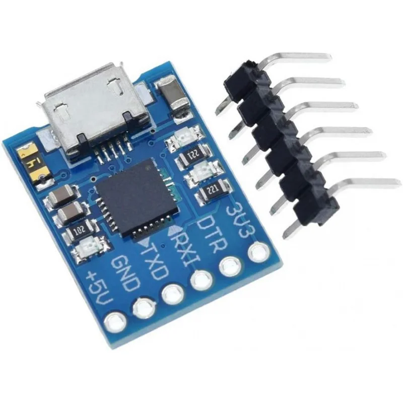 2 peças cp2102 micro usb para uart ttl módulo conversor serial de 6 pinos com fusível reajustável, suporta saída de energia 3.3v/5v